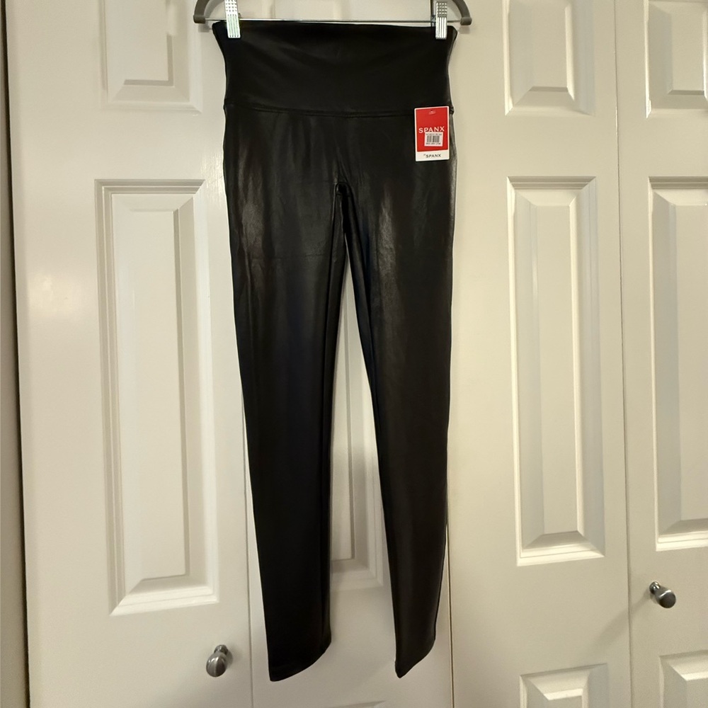 SPANX Midnight Black Faux Leather Leggings from Nordstrom